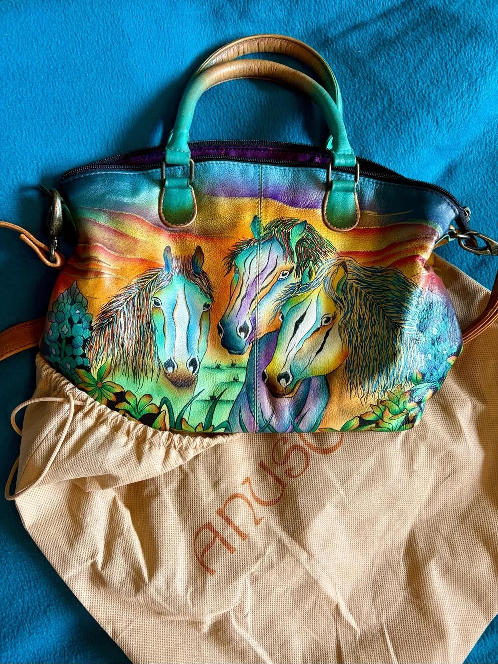 🐴🩵💚 Hand Painted Horse Purse 👜